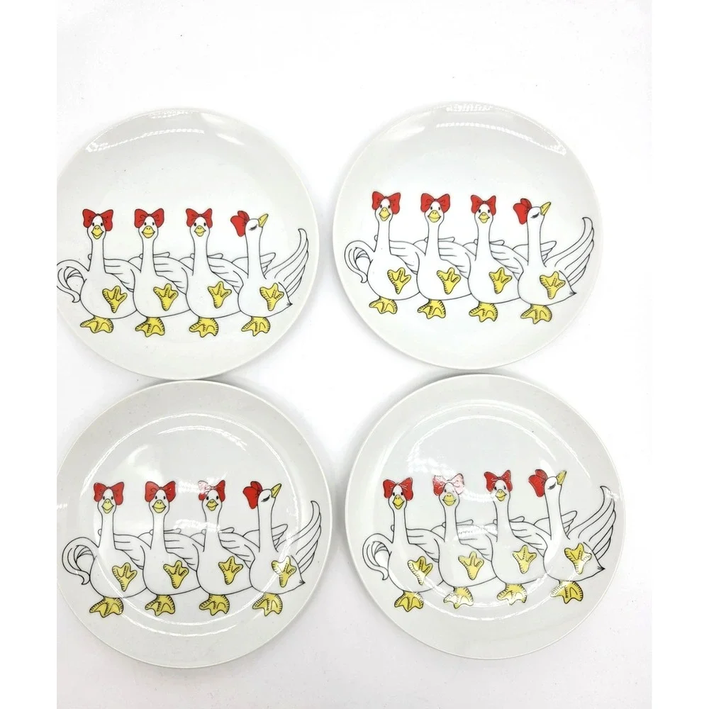Set 4 Fitz & Floyd Dancing Geese Plates 7